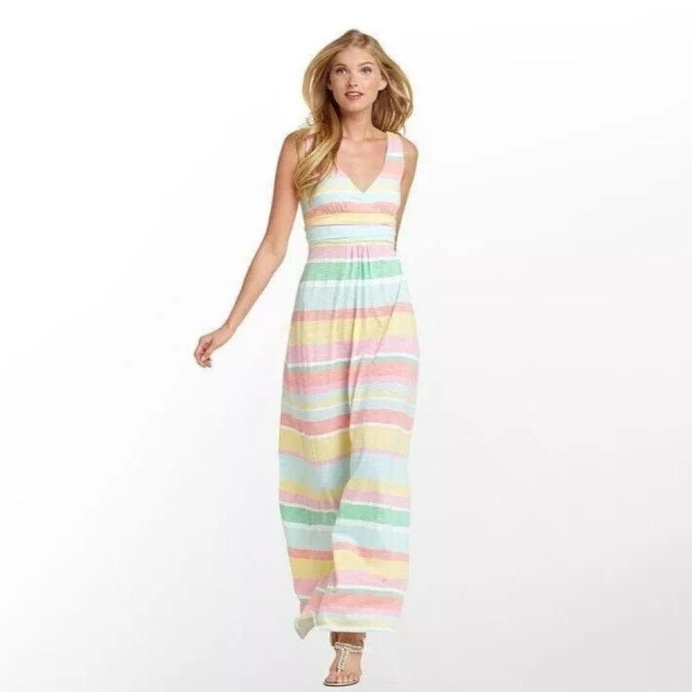 Lilly Pulitzer Sloane Maxi Dress in Multi Lazy Days Stripe Size Small